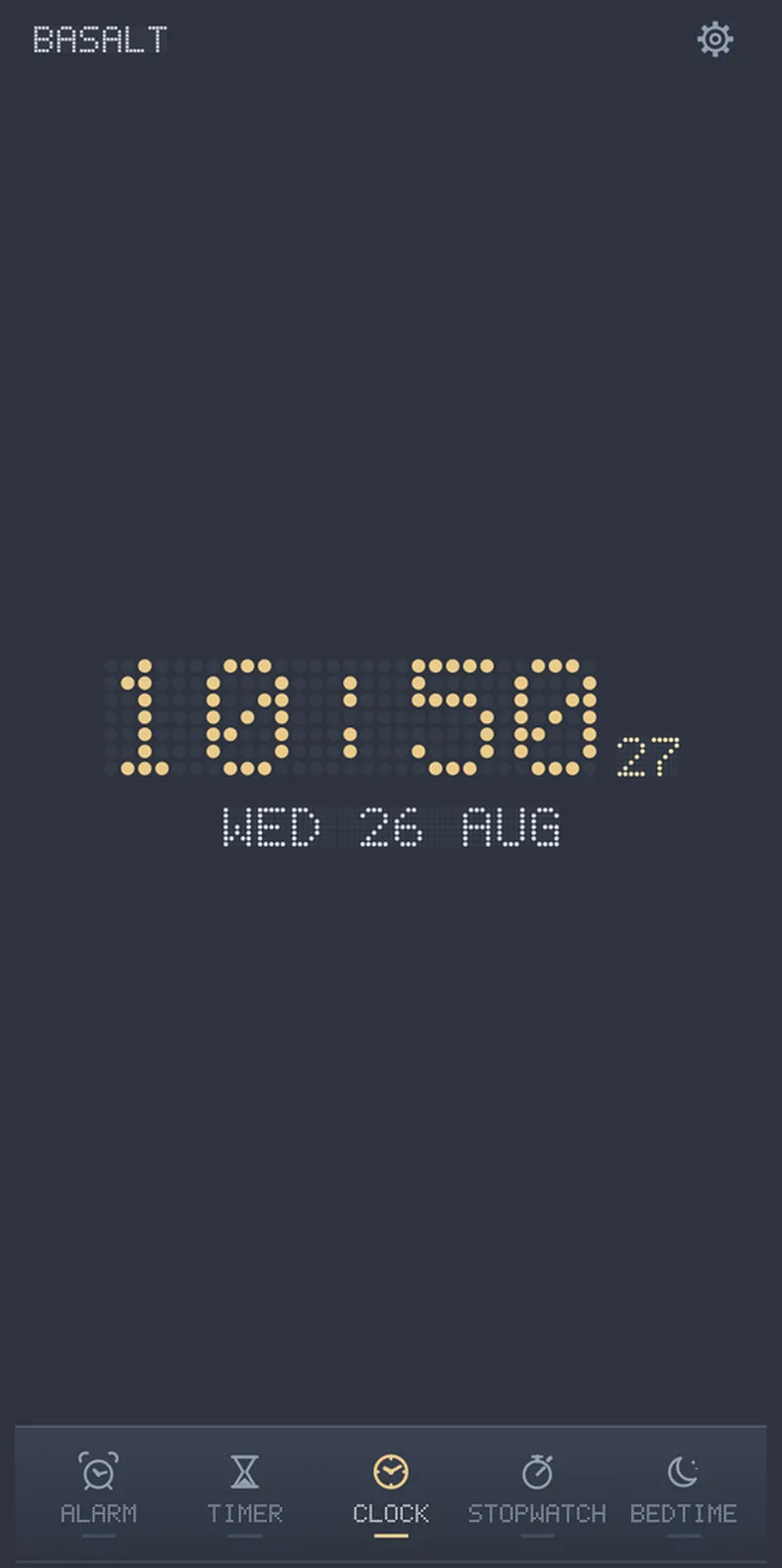 The clock in the Solar palette — Nordic slate under a soft yellow