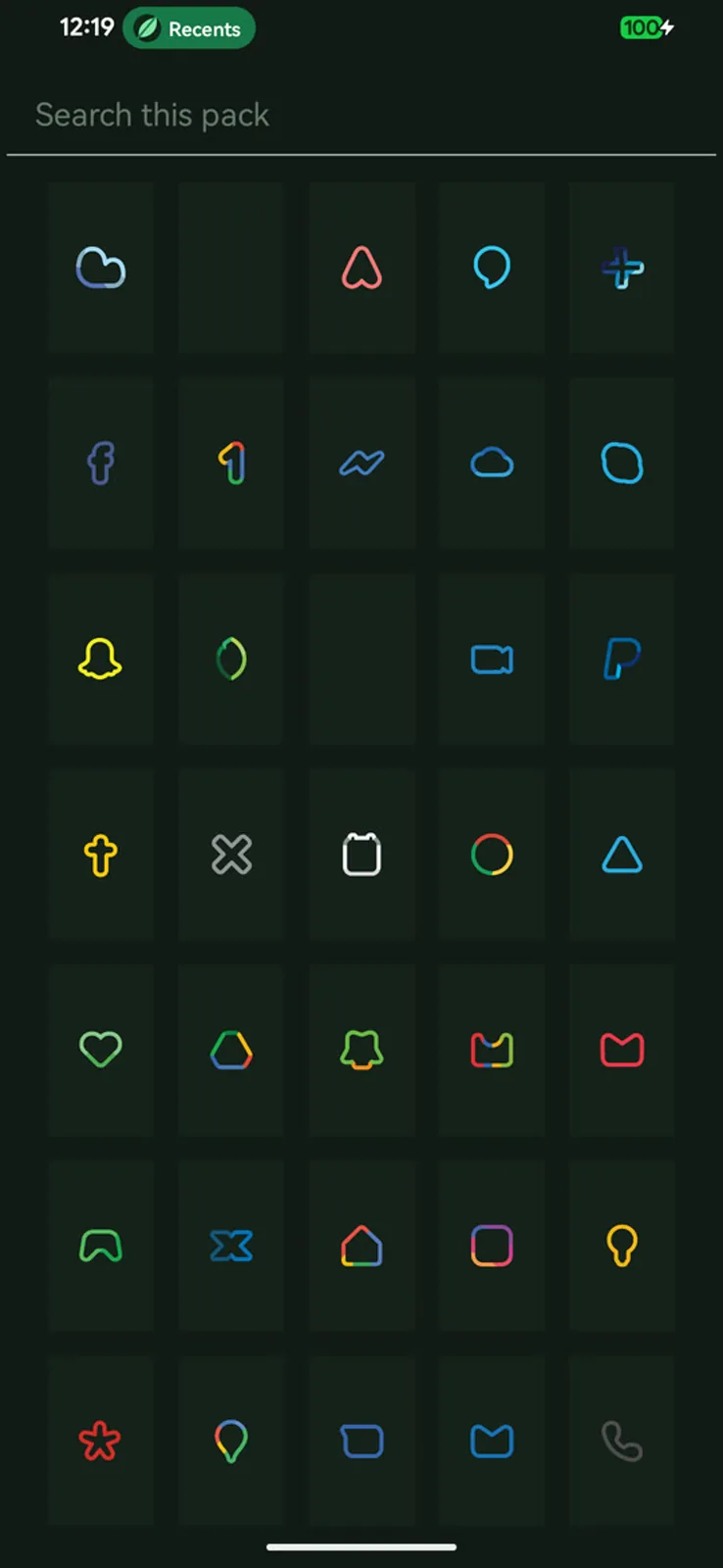 Browsing a whole icon pack as a searchable grid